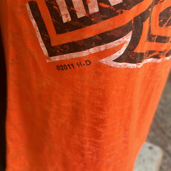 Harley Davidson DEALERSHIP  T-Shirt Orange V NECK Smokey Mountain Size XXL e5 - Picture 2 of 8